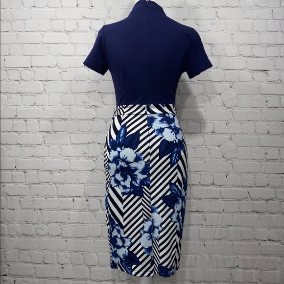 Vintage Vibe Bodycon Midi Short Sleeve Floral Dress Homeyee Spring/Summer Small - Picture 4 of 7